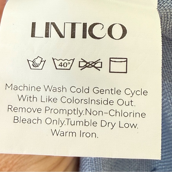 Lintico linen dress Taylor sleeveless pockets midi length blue button placket XL - Picture 9 of 9